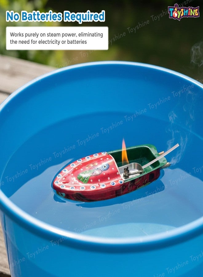 Toyshine Classic Steam Powered Tin Metal Boat, Pop Pop Putt Putt Nav Classic Vintage Toy for Kids Age 5Y+, Multicolor - Image 4